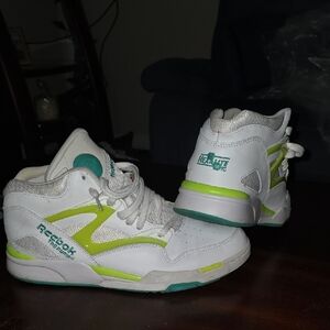 Reebok Kids White and Lime Green Sneakers
